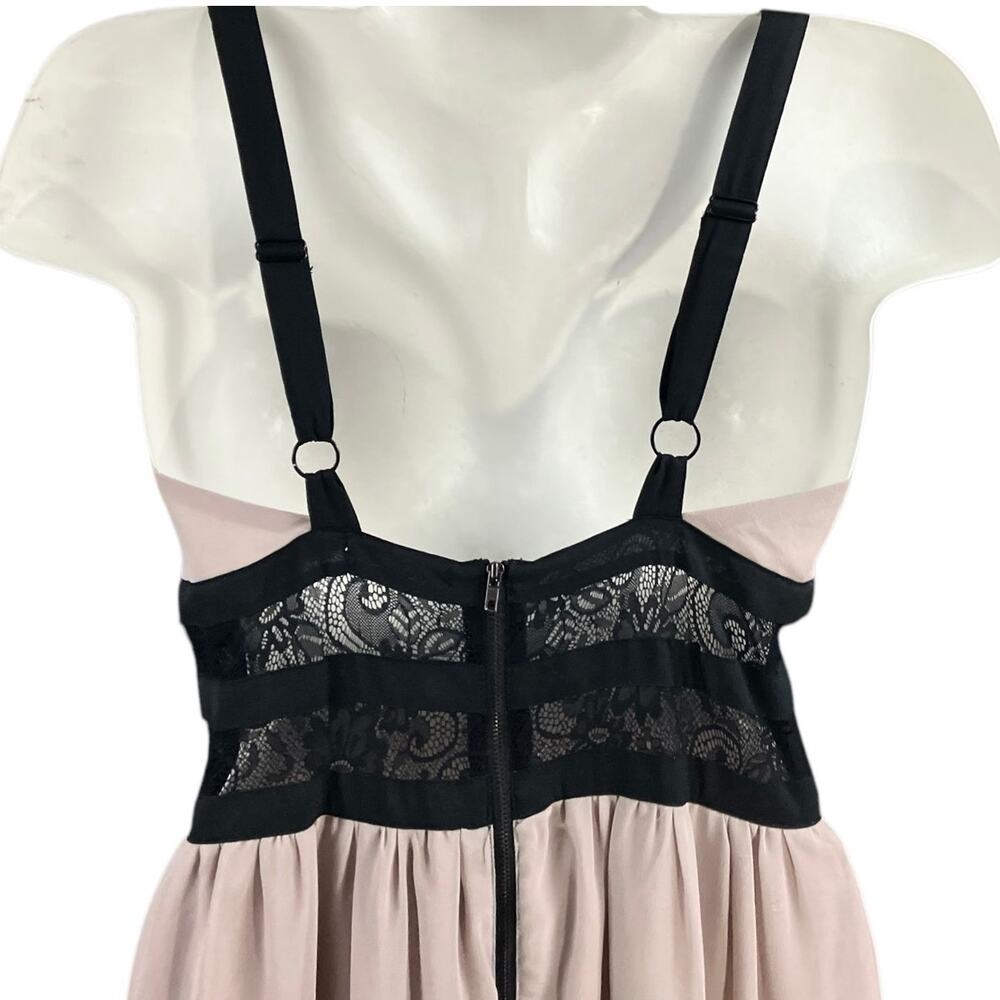 Jealous Tomato Women's Black/Tan Sweetheart Lace Back Lined Hi/Low Dress S - Picture 3 of 9